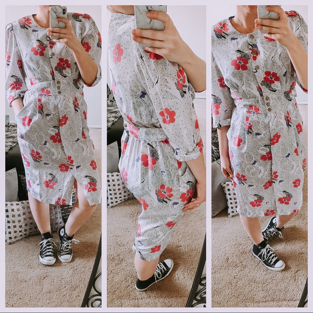 Vintage Jody California 80s pop print midi dress 9/10